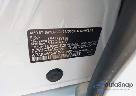 2012 BMW 750I from USA, damaged, VIN WBAKA8C54CC447068